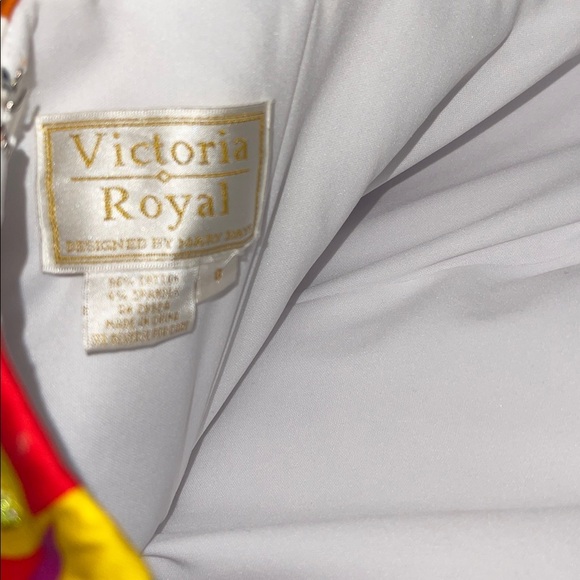 Victoria ROYAL MARY BAYS BEADED TROPICAL BARBIECORE STRAPLESS DRESS VINTAGE 8 - Picture 6 of 6